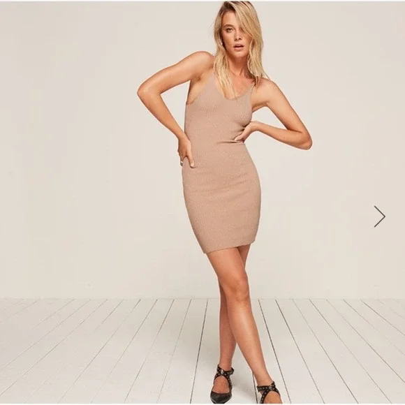 Reformation | Dresses | Reformation Ribbed Bodycon Rori Tank Dress Sz L  Tencel Bodycon Blush Party Mini | Poshmark